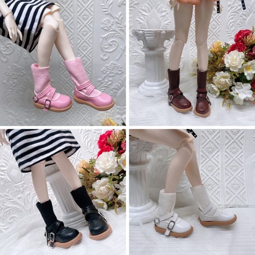 1 Pair BJD Shoes and Socks Together for 1/3 1/4 BJD Doll Female Leather Shoes - 第 1/11 張圖片