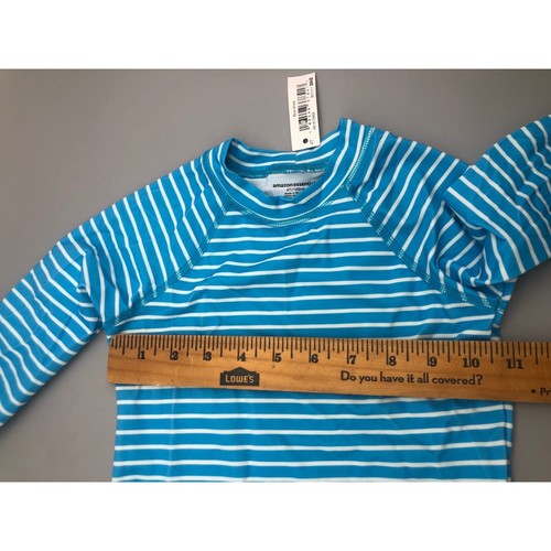 Basic Essentials Girls Toddlers' UPF 50+ Long-Sleeve Rashguard 4T Stripe Blue - Picture 5 of 9