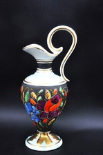 Vase amphore décor bouquet floral émaillé signé H.BEQUET QUAREGNON Belgique