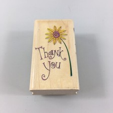 Thank You Daisy Flower Rubber Stamp Inkadinkado Swirly 8679-K Wood-Mounted 2.75"