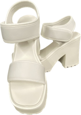 Olivia Miller Women s White Platform Heeled Sandals Size 8