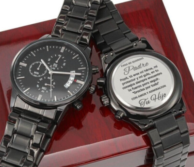 Regalo de hijo para papa dia del padre regalo reloj mensaje grabado caja con Luz