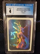 🔥1990 MARVEL UNIVERSE SPIDER-MAN VS GREEN GOBLIN HOLOGRAM MH5 CGC 4 VG/Ex🔥