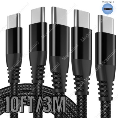 60W Type-C to USB-C Cable Fast Charger PD Cord For iPhone 15 16Pro Samsung 10ft