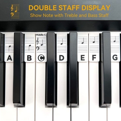 Reusable Silicone Piano Stickers 88 Keys Removable Piano Keyboard Note Labels - Picture 2 of 9