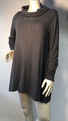PURE Collection Gray modal Cashmere blend Cowl Neck A-line tunic SZ 8/10 Bin-W