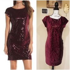 Eliza J Women's Sequin Party Sheath Dress  In Burgundy  Size  8