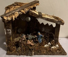 Italian Nativity Christmas Manger Scene 7 Figures Made In Italy Jesus 8’ VTG