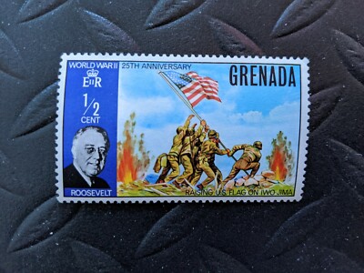 1/2 CENT GRANADA STAMP WW II 25TH ANNIVERSARY IWO JIMA | eBay