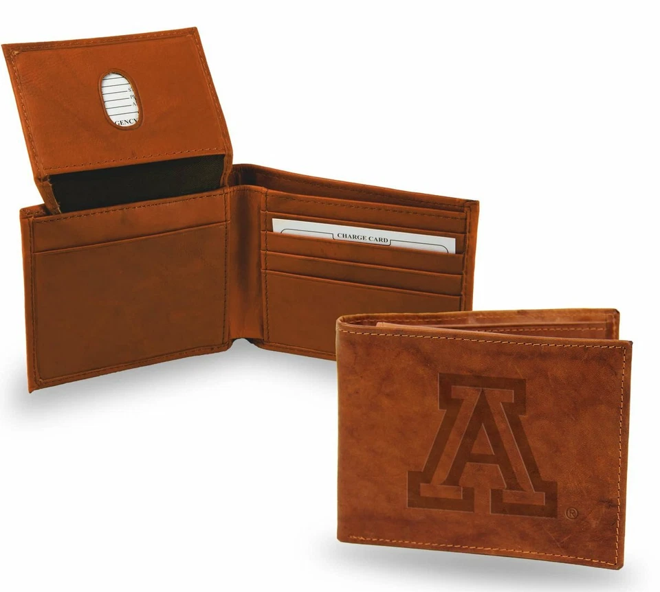 University of Arizona Wildcats Wallet Lic. BI-Fold Leather Billfold Brown Tan - Image 2 of 4