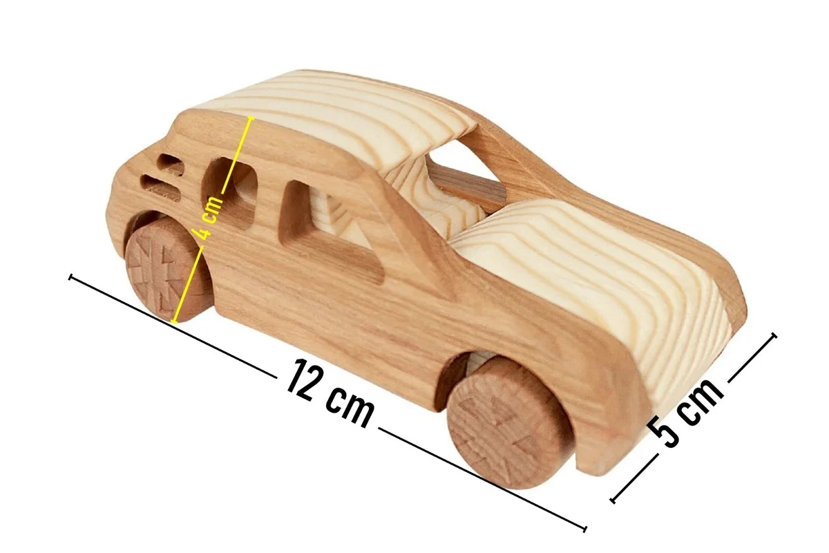 Wooden handmade Peugeot 205 Car toy for kids moveable wheels very strong wood