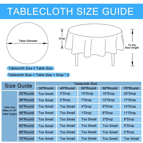 Round Linen Tablecloth 50 Inch - Wrinkle and Stain Resistant Washable Polyest... - Picture 2 of 6