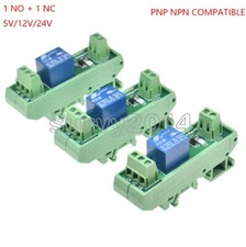 1 Channels relay module DIN Rail Mount 10A 5V 12V DC PNP NPN compatible 1NO 1NC