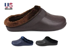 Men Slippers Clogs House Indoor Outdoor Faux Fur Lined Warm Winter Slip On Shoes