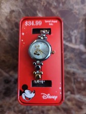 Disney - Mickey Mouse - Vintage - Gold  Silver Tone Watch w/Rhinestones MU1089