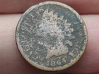 1864 Bronze Indian Head Cent Penny- No L, Rounded Bust, About Good Details