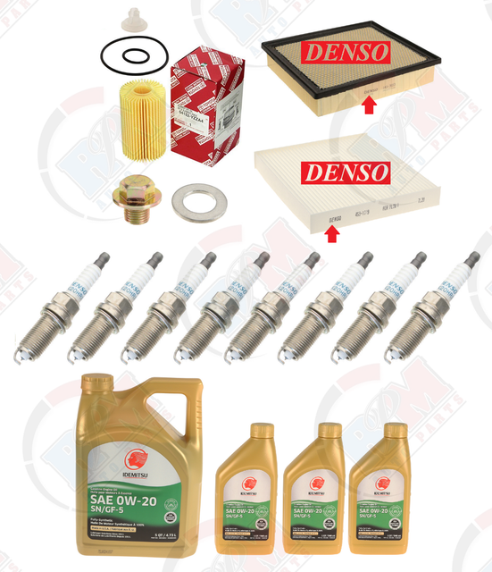 Tune Up Kit w/ 8QTS IDEMITSU 0W-20 fits 2014-2018 TOYOTA TUNDRA V8 4.6L