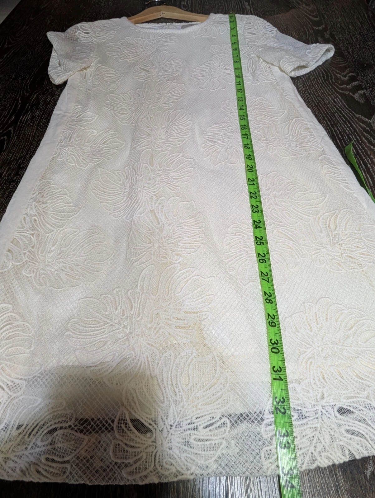 PALM ANGELS Abito Ann Taylor Loft avorio foglia di palma tropicale floreale all'uncinetto taglia S N94