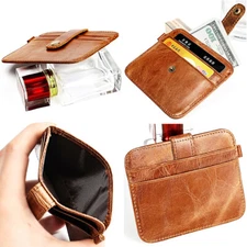 Leather Card Holder Slim Card Case Front Pocket Wallert for Men Womens US STOCK