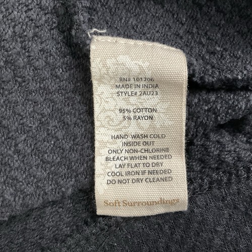 Soft Surroundings Thermal Tunic Top Black Kangaroo Pocket Buttons Lagenlook Sz L - Picture 10 of 10