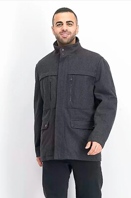 Michael Kors Mens Grey Wool Blend Full Zip Genoa Jacket New Charcoal Size M eBay