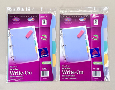 AVERY Durable Write-On Dividers 5 1/2'' X 8 1/2'' 16182 SEALED - Lot of 2