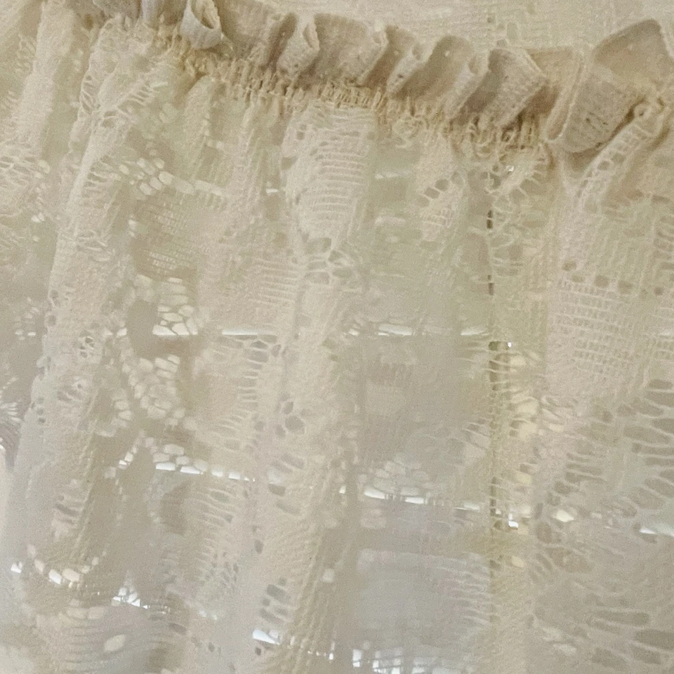 "Cenefa con volantes de encaje marfil de colección 37x22"" núcleo de casa victoriano país francés" Foto 3 de 4