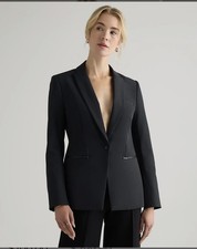 Quince Scuba Single Breasted Convertible Blazer Womens Medium True Black