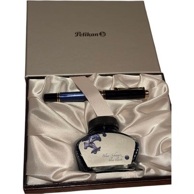 Pelikan Souverän M600 Blue Stripe EF Nib w/ Ink Set Excellent