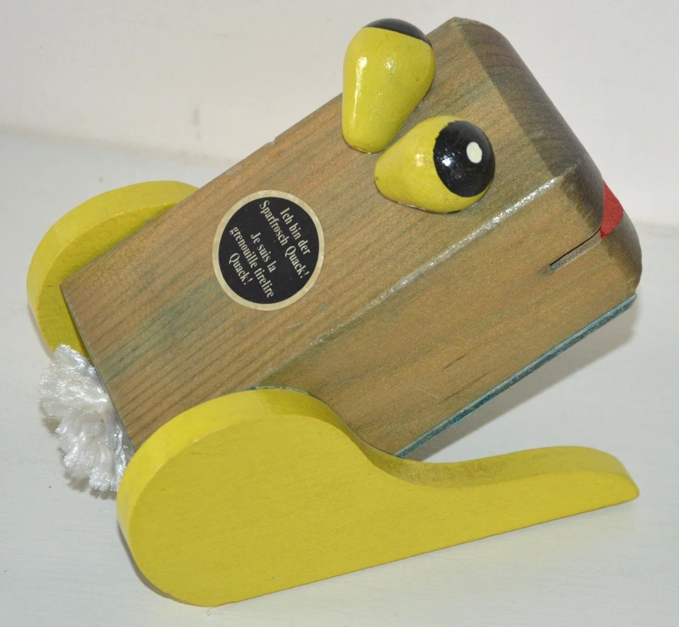 Ancienne tirelire originale en bois grenouille Quack artisanale vintage 50 60's - Photo 4/4