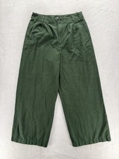Madewell The Harlow Wide Leg Pants Womens 12 Green Twill Pleated Relaxed Linen