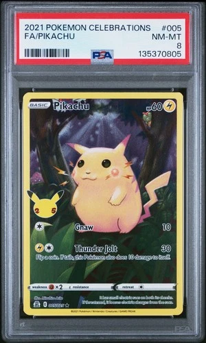 2021 POKEMON CELEBRATIONS #005 FULL ART/PIKACHU PSA 8