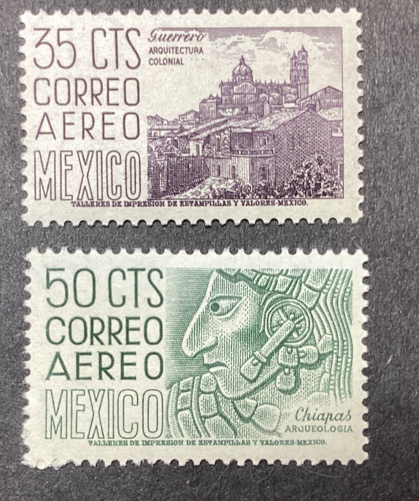 Mexico Stamps 1950 Airmail Stamps #C191 C192 Chiapas Architecture MNH OG Unused