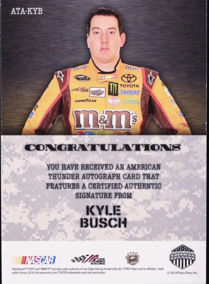 Kyle Busch 2014 Press Pass American Thunder autógrafos rojo #ATAKYB #3/5 Foto 2 de 2
