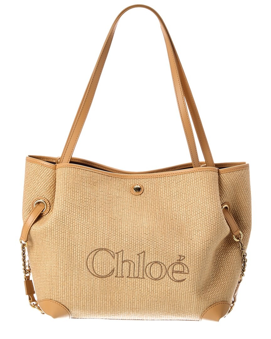 Chloé Clover Double Carry Leather-Trim Tote Women's Brown