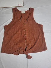 Womens Sienna Sky Juniors shirt.  Copper Red.  Size Extra Small.