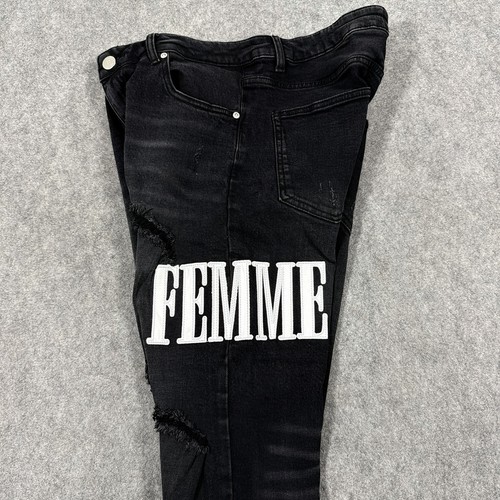Homme Femme Patched Distressed Jean Men's Size 34 (Actual Fits W34.5xL30) Black - Picture 23 of 24