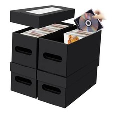 CD Storage Boxes,Cardboard CD Case Storage,CD Case Holder with 4 Pack