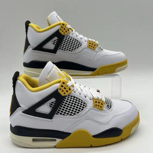 Womens Size 8 Nike Air Jordan 4 Retro Vivid Sulfur White Sneakers AQ9129 101