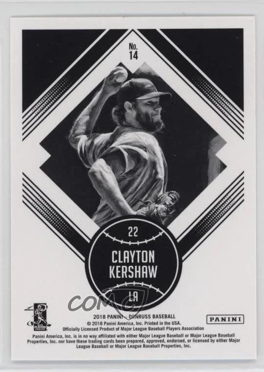 2018 Panini Donruss Diamond Kings Artist Proof /10 Clayton Kershaw #14 - Image 2 of 2