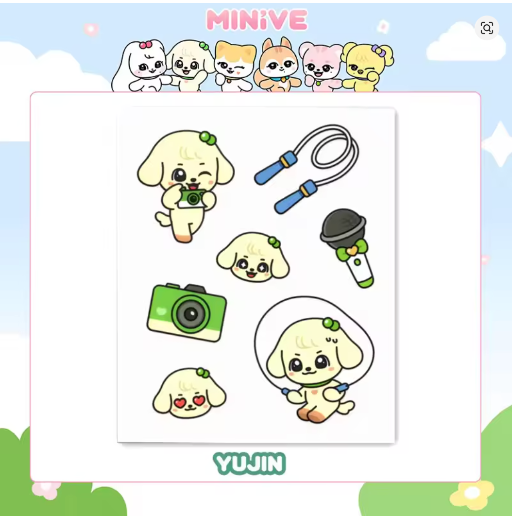 KPOP MINIVE CARTOON FIGURE STICKERS CARTOON ANIMAL PVC WATERPROOF