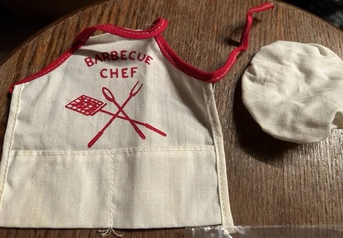 Vintage Barbie Bbq Chef Set Apron Hat Mitt Spatula 1960s Fits Barbie Ken Clone?