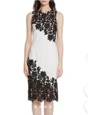 Alice + Olivia Margy Sheath Dress White Black Lace Sleeveless Cóctel Sz 2