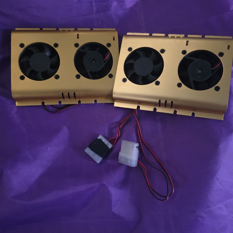 GOLD Hard Drive Cooling Fan Cooler Radiator PC Evercool Ec5015m12b Set Of 2