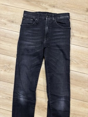 R13 High-Rise Skinny Jeans Black Marble Sz 25 Italy Distressed 7656 Stretch 29 