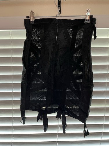 1950s Promise Poirette Black High-Waisted Mesh Garter Belt Size 27 Retro 253A