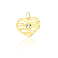 18k Solid Gold Cubic Zirconia Heart Shaped charm for Chain for Girls Women