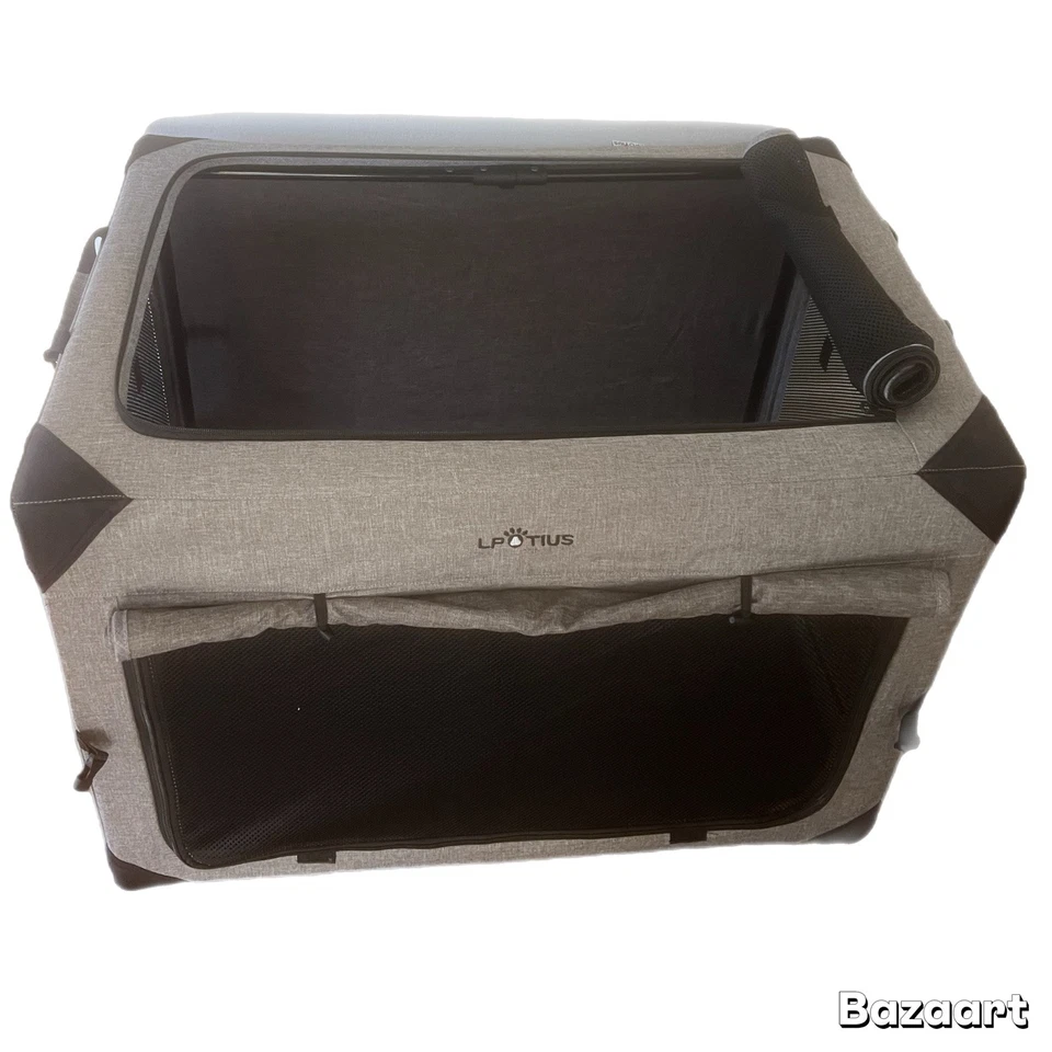 Cajón portátil grande gris de lados suaves para perros ligero plegable de viaje Foto 3 de 4