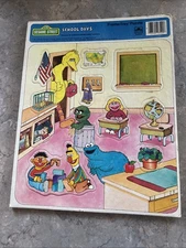 Vintage 1984 Sesame Street Frame-Tray Puzzles School Days