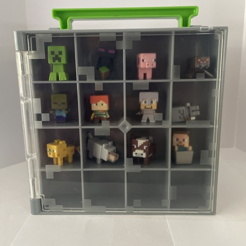 Minecraft Collector Case Storage Cube Playset 2014 Mattel W/ 12 mini figurines